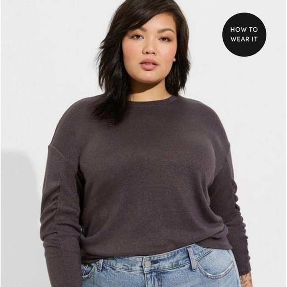 NWT TORRID SPARKLE KNIT DROP SHOULDER SHIRRED SLEEVE TOP 🔥🔥🔥🔥 - Picture 2 of 10